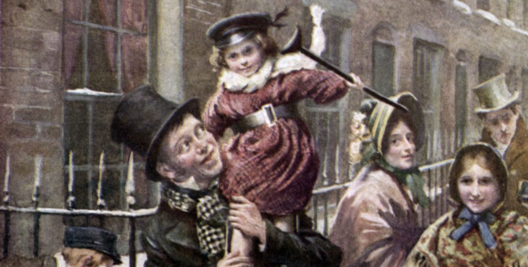 Charles Dickens 's 'A Christmas Carol'  : portrait of Bob Cratchit and Tiny Tim.  English author 7 February 1812 - 9 June 1870.  Illustration by Harold Copping, 1924.  (Photo by Culture Club/Getty Images)