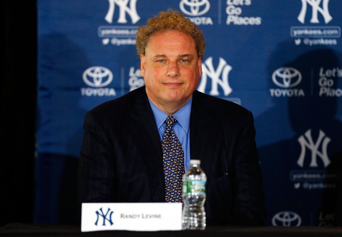 President Randy Levine of the New York Yankees looks on during a news conference introducing Masahiro Tanaka (not pictured) to the media on February 11, 2014 at Yankee Stadium in the Bronx borough of New York City.  (Photo by Jim McIsaac/Getty Images)