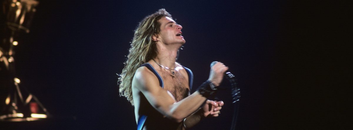  Lead singer and guitarist David Lee Roth of the rock group Van Halen performing on May 12, 1979 in New York City. (Photo by Waring Abbott/Getty Images)