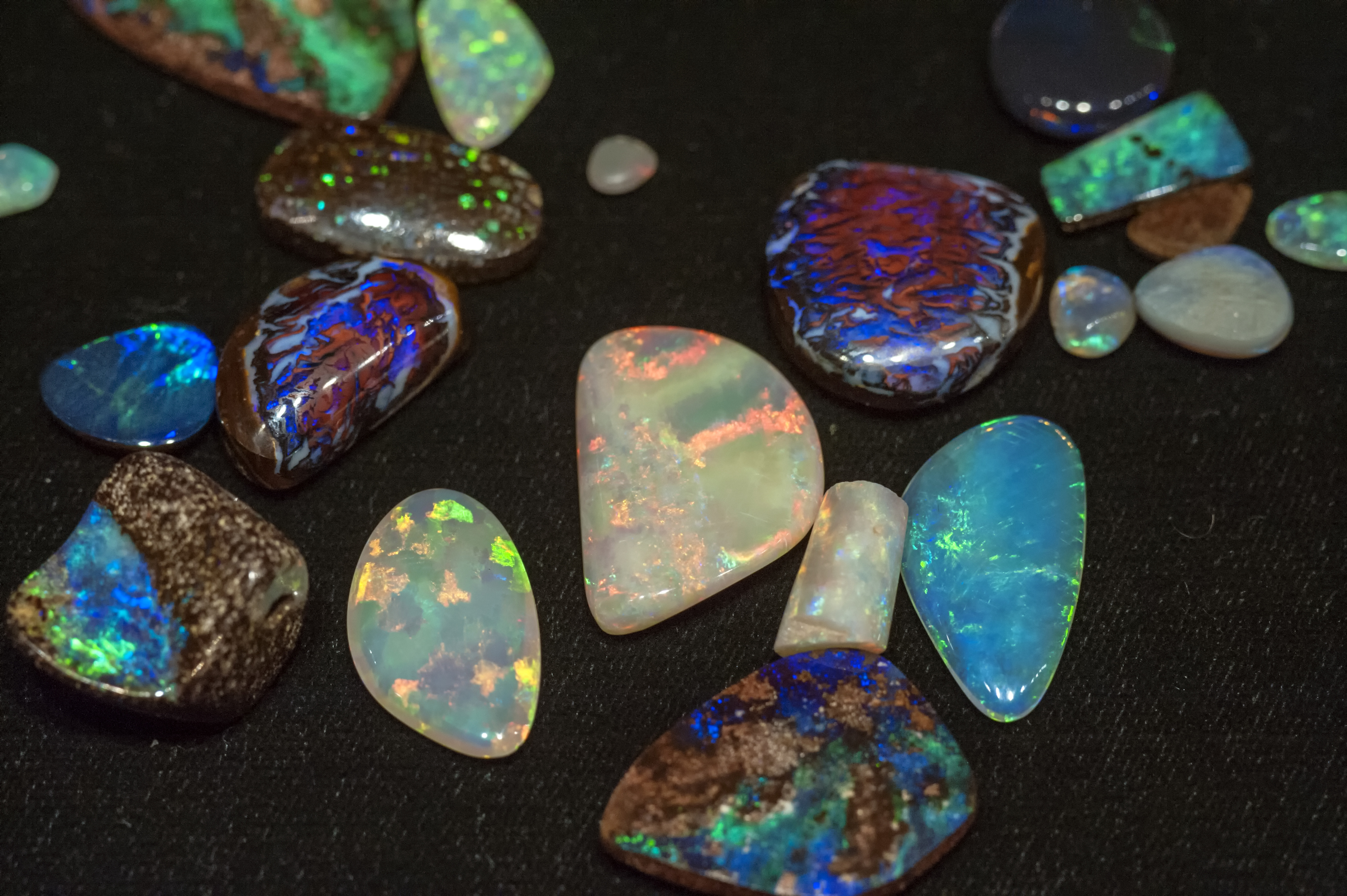 Cut opals from Coober Pedy and Andamooka in South Australia, and Lightning Ridge in New South Wales, Australia (Getty Images)
