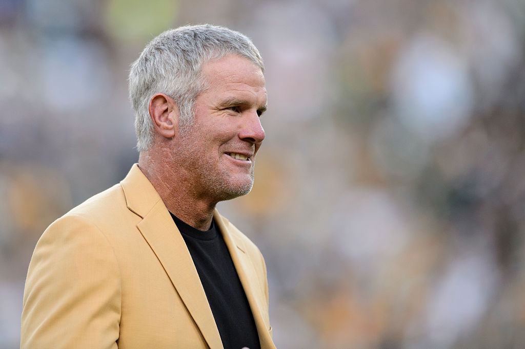Former NFL quarterback Brett Farve looks on as he is inducted into the Ring of Honor during a halftime ceremony during the game between the Green Bay Packers and the Dallas Cowboys on October 16, 2016 at Lambeau Field in Green Bay, Wisconsin. (Photo by Hannah Foslien/Getty Images)