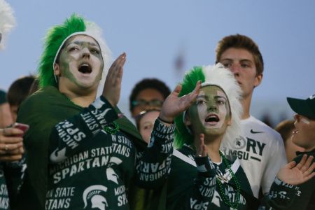 EAST LANSING, MI - SEPTEMBER 30:  Michigan State Spartans fans during the second half of a game against the Iowa Hawkeyes at Spartan Stadium on September 30, 2017 in East Lansing, Michigan. (Photo by Duane Burleson/Getty Images)  