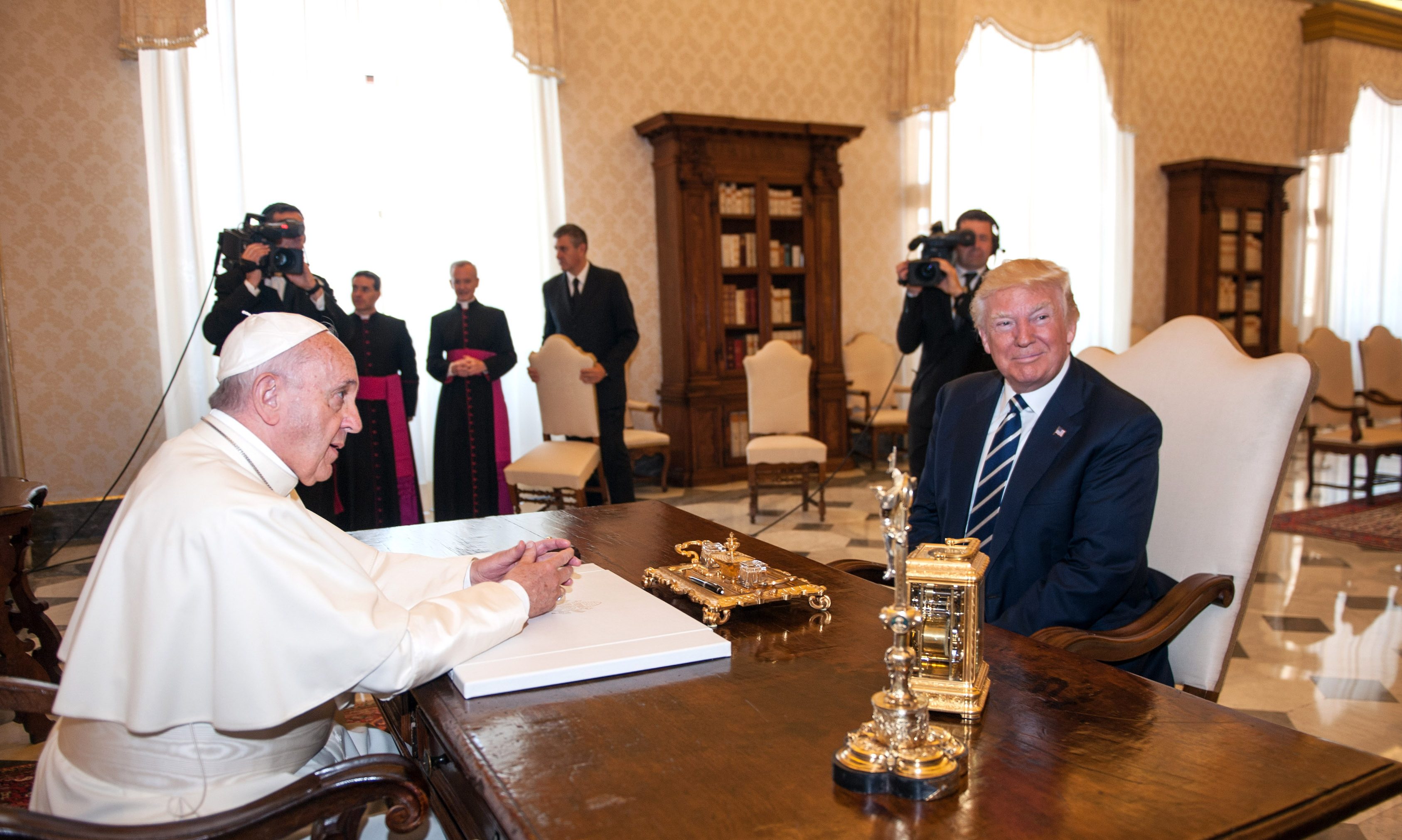 Pope Francis meets U.S. President Donald Trump on May 24, 2017 in Vatican City, Vatican. (Getty Images)