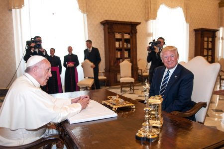 Pope Francis meets U.S. President Donald Trump on May 24, 2017 in Vatican City, Vatican. (Getty Images)