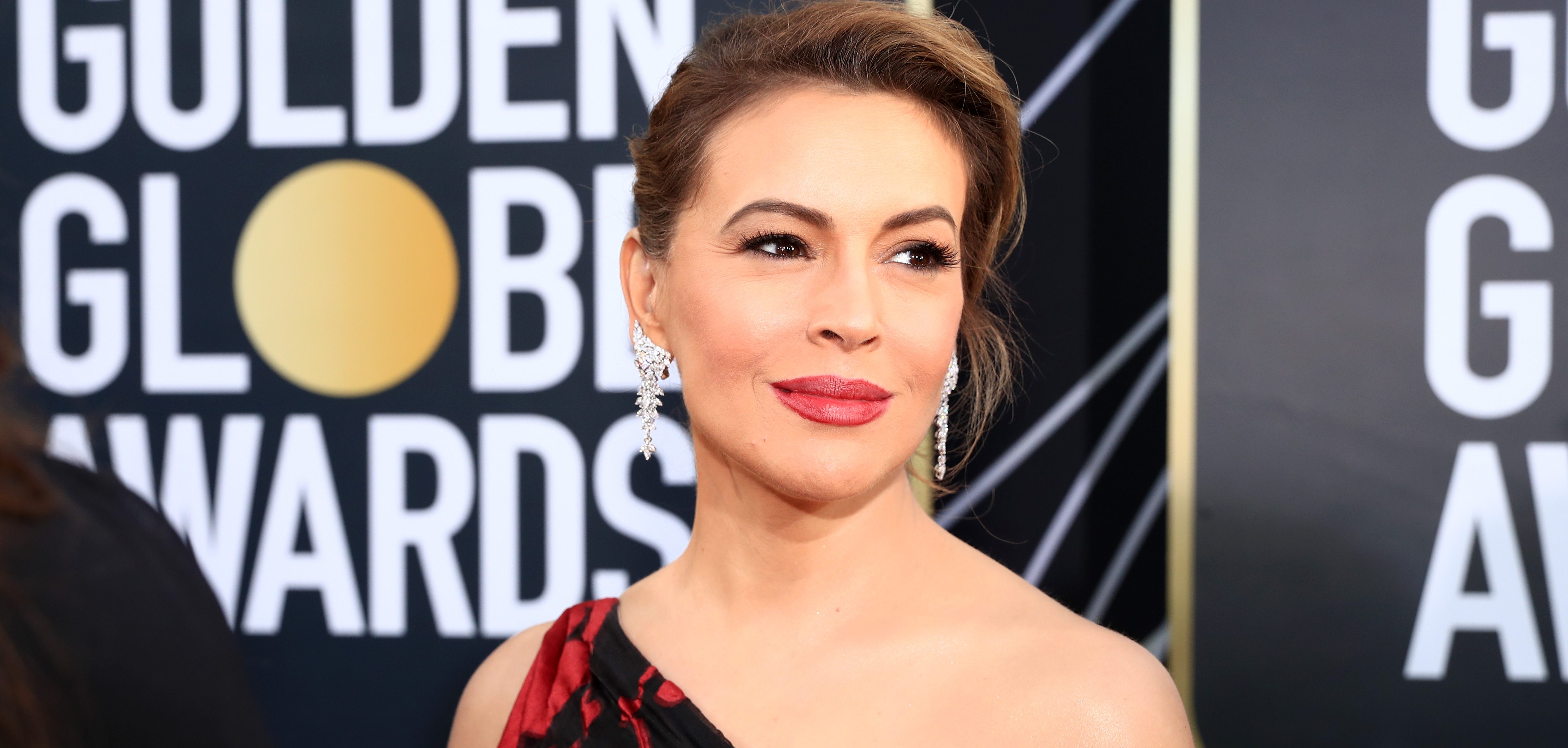 Alyssa Milano arrives to the 76th Annual Golden Globe Awards held at the Beverly Hilton Hotel on January 6, 2019. -- (Photo by Christopher Polk/NBC/NBCU Photo Bank)