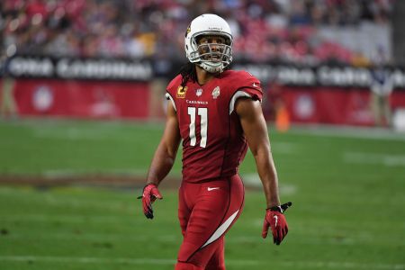 GLENDALE, AZ - DECEMBER 23:  Larry Fitzgerald #11 of the Arizona Cardinals looks up at the scoreboard against the Los Angeles Rams at State Farm Stadium on December 23, 2018 in Glendale, Arizona.  (Photo by Norm Hall/Getty Images)