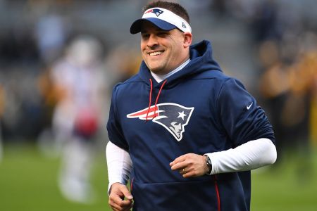 PITTSBURGH, PA - DECEMBER 16:  Offensive coordinator Josh McDaniels of the New England Patriots looks on prior to the game against the Pittsburgh Steelers at Heinz Field on December 16, 2018 in Pittsburgh, Pennsylvania. (Photo by Joe Sargent/Getty Images)
