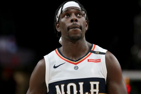 PORTLAND, OR - JANUARY 18:  Jrue Holiday #11 of the New Orleans Pelicans reacts against the Portland Trail Blazers in the third quarter during their game at Moda Center on January 18, 2019 in Portland, Oregon. (Photo by Abbie Parr/Getty Images)