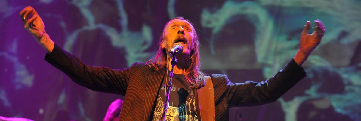 Dave Brock of Hawkwind performs on stage during the Rock 4 Rescue charity concert at Shepherds Bush Empire on February 22, 2014 in London, United Kingdom. (Photo by C Brandon/Redferns via Getty Images)
