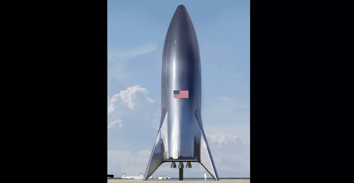 A photo of the assembled SpaceX Starship test vehicle. (Credit: Elon Musk (Twitter)