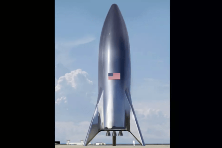 A photo of the assembled SpaceX Starship test vehicle. (Credit: Elon Musk (Twitter)