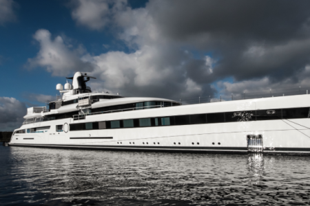 The 305-foot Feadship super yacht "Lady S," owned by NFL owner Dan Snyder