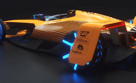 McLaren's vision of a 2050 electric Formula 1 car. (Credit: McLaren Applied Technologies)