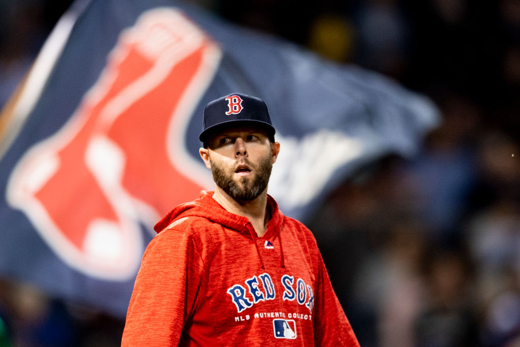 BOSTON, MA - SEPTEMBER 13: Dustin Pedroia #15 of the Boston Red Sox reacts after a game against the Toronto Blue Jays on September 13, 2018 at Fenway Park in Boston, Massachusetts. (Photo by Billie Weiss/Boston Red Sox/Getty Images)