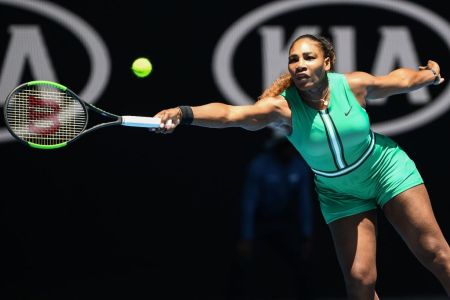 Serena Williams of the US hits a return against Czech Republic's Karolina Pliskova in 2019. (Jewel SAMAD/AFP/Getty)