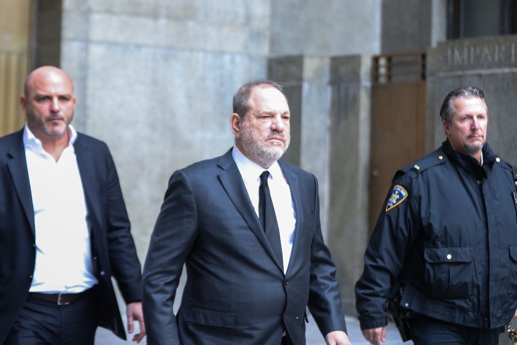 NEW YORK, USA - JANUARY 25 : Harvey Weinstein (C) leaves New York Supreme Court after his hearing on January 25, 2019, in New York, United States. (Photo by Atilgan Ozdil/Anadolu Agency/Getty Images)