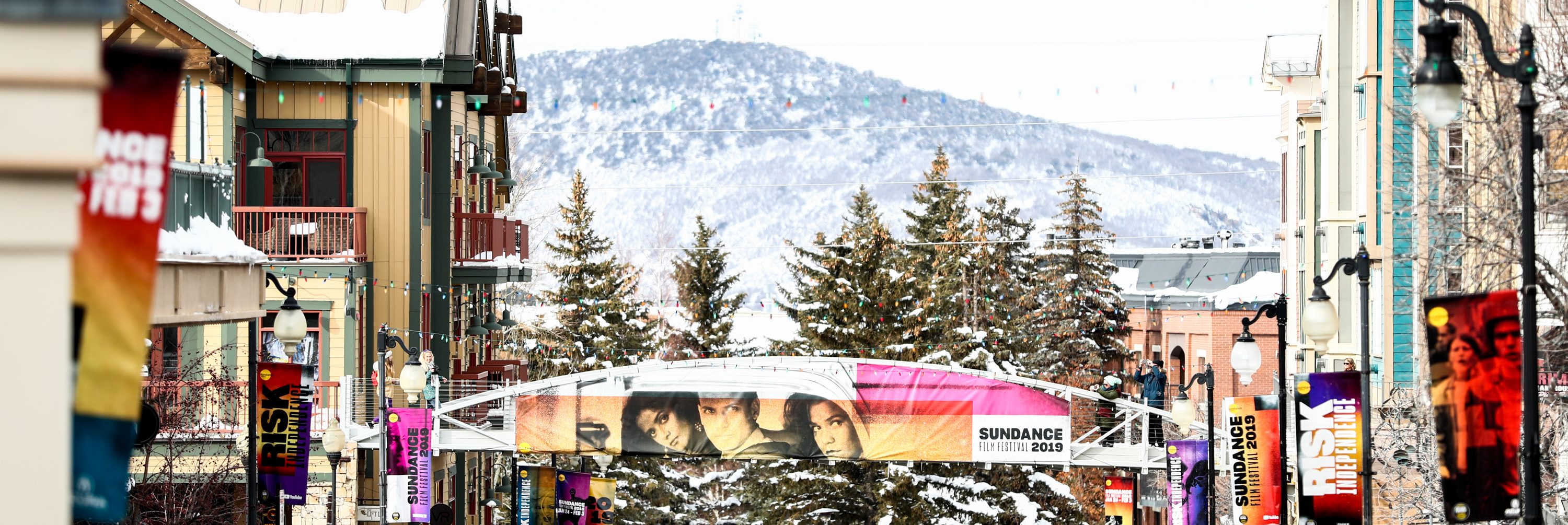 Festival signage is seen on Main Street during the 2019 Sundance Film Festival on January 25, 2019 in Park City, Utah. (Photo by Rich Fury/Getty Images,)