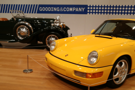 A 1930 Packard 734 Speedster Runabout and 1967 Porsche 911 2.0 S which were on display at Christie's courtesy of Gooding & Company. (RCL)