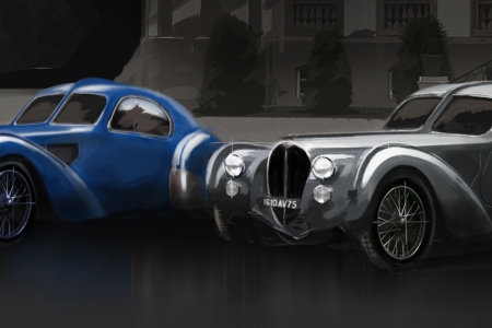 Renderings of the four Bugatti Type 57SC Atlantics that were produced. (Bugatti)

