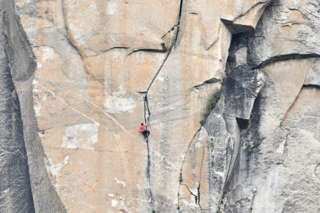 Alex Honnold of "Free Solo" climbing up El Capitan. (Mark Synnott)