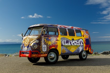 A recreation of the legendary “Light” bus that gained recognition after its appearance at the 1969 Woodstock Art and Music Fair. (Volkswagen)