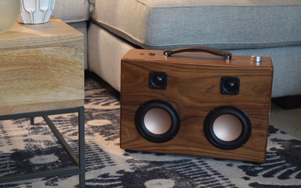 Audio House Walnut Modern Boombox Funding on Kickstarter InsideHook