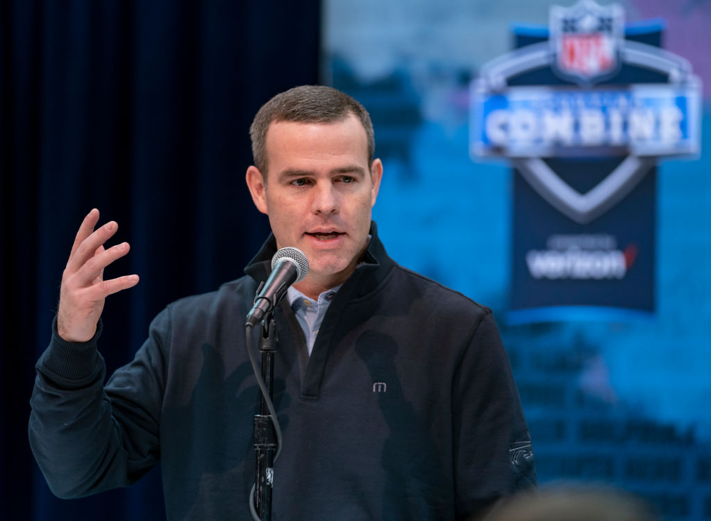 INDIANAPOLIS, IN - FEBRUARY 27: Brandon Beane general manager of the Buffalo Bills is seen at the 2019 NFL Combine at Lucas Oil Stadium on February 28, 2019 in Indianapolis, Indiana. (Photo by Michael Hickey/Getty Images)