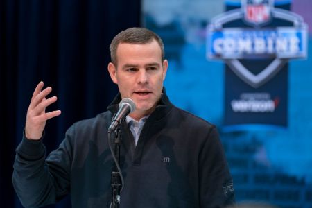 INDIANAPOLIS, IN - FEBRUARY 27: Brandon Beane general manager of the Buffalo Bills is seen at the 2019 NFL Combine at Lucas Oil Stadium on February 28, 2019 in Indianapolis, Indiana. (Photo by Michael Hickey/Getty Images)