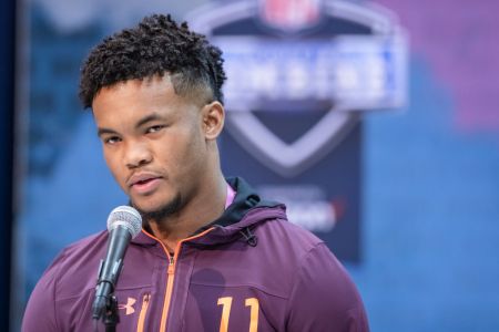 INDIANAPOLIS, IN - MARCH 1: Kyler Murray #QB11 of the Oklahoma Sooners is seen at the 2019 NFL Combine at Lucas Oil Stadium on March 1, 2019 in Indianapolis, Indiana. (Photo by Michael Hickey/Getty Images)