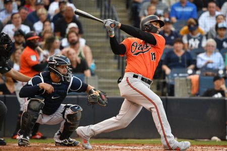 Rio Ruiz #14 of the Baltimore Orioles. (Photo by Mark Brown/Getty Images)
