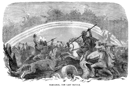 Vintage engraving from 1882 of Ragnarok, the Last Battle. (Getty Images)