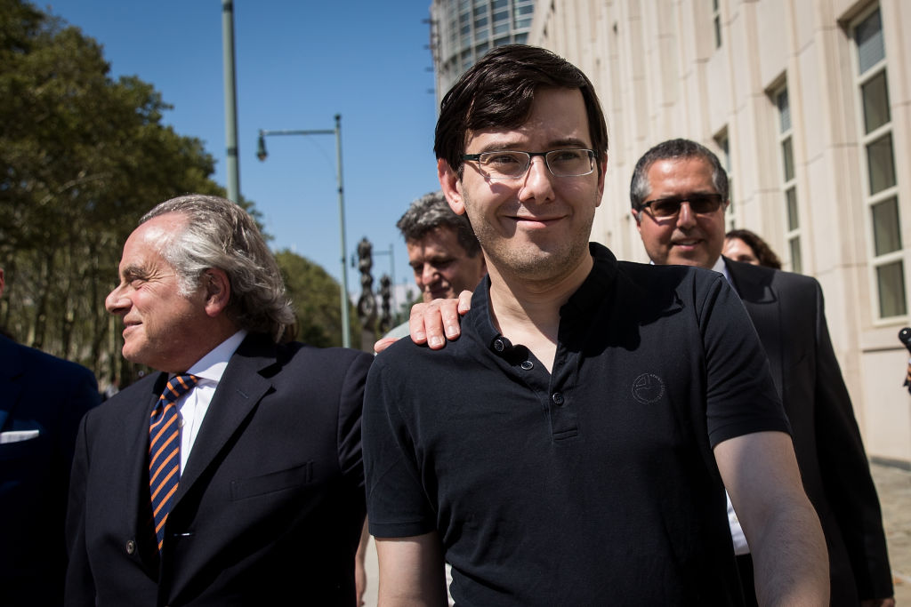 NEW YORK, NY - AUGUST 4: (L to R) Lead defense attorney Benjamin Brafman walks with former pharmaceutical executive Martin Shkreli after the jury issued a verdict at the U.S. District Court for the Eastern District of New York, August 4, 2017 in the Brooklyn borough of New York City. Shkreli was found guilty on three of the eight counts involving securities fraud and conspiracy to commit securities and wire fraud. (Photo by Drew Angerer/Getty Images)