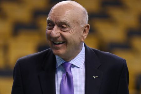 BOSTON, MA - FEBRUARY 14:  Commentator Dick Vitale looks on before action between the Boston Celtics and the LA Clippers at TD Garden on February 14, 2018 in Boston, Massachusetts. (Photo by Omar Rawlings/Getty Images)