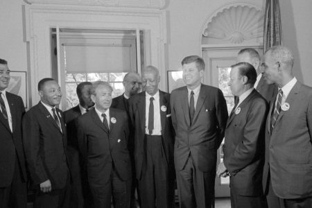 Civil rights leaders meet with President John F Kennedy in 1963. (Getty)