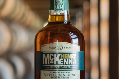 A bottle of Henry McKenna Single Barrel Bourbon