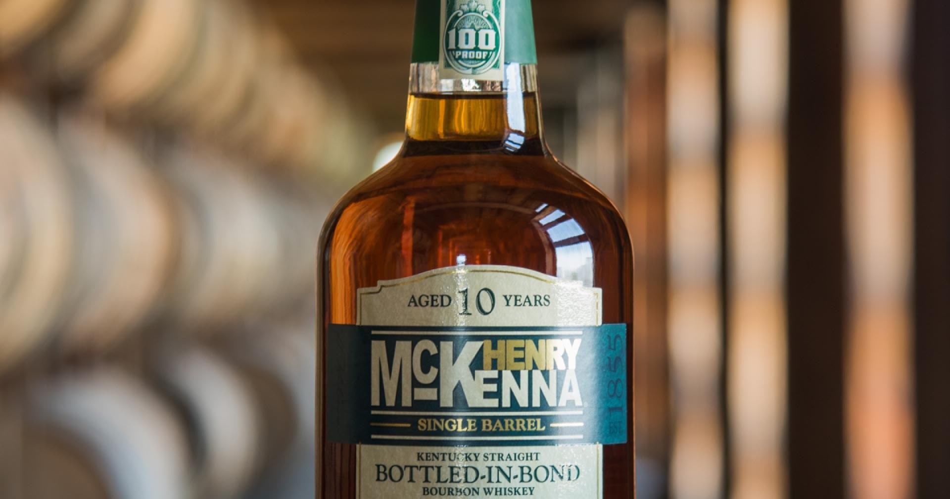 A bottle of Henry McKenna Single Barrel Bourbon