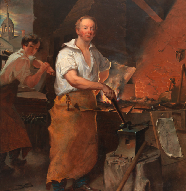 "Pat Lyon at the Forge," an 1829 portrait by John Neagle. Lyon was falsely accused of perpetrating the first bank robbery in the United States in 1798. (Photo credit: Pennsylvania Academy of the Fine Arts)