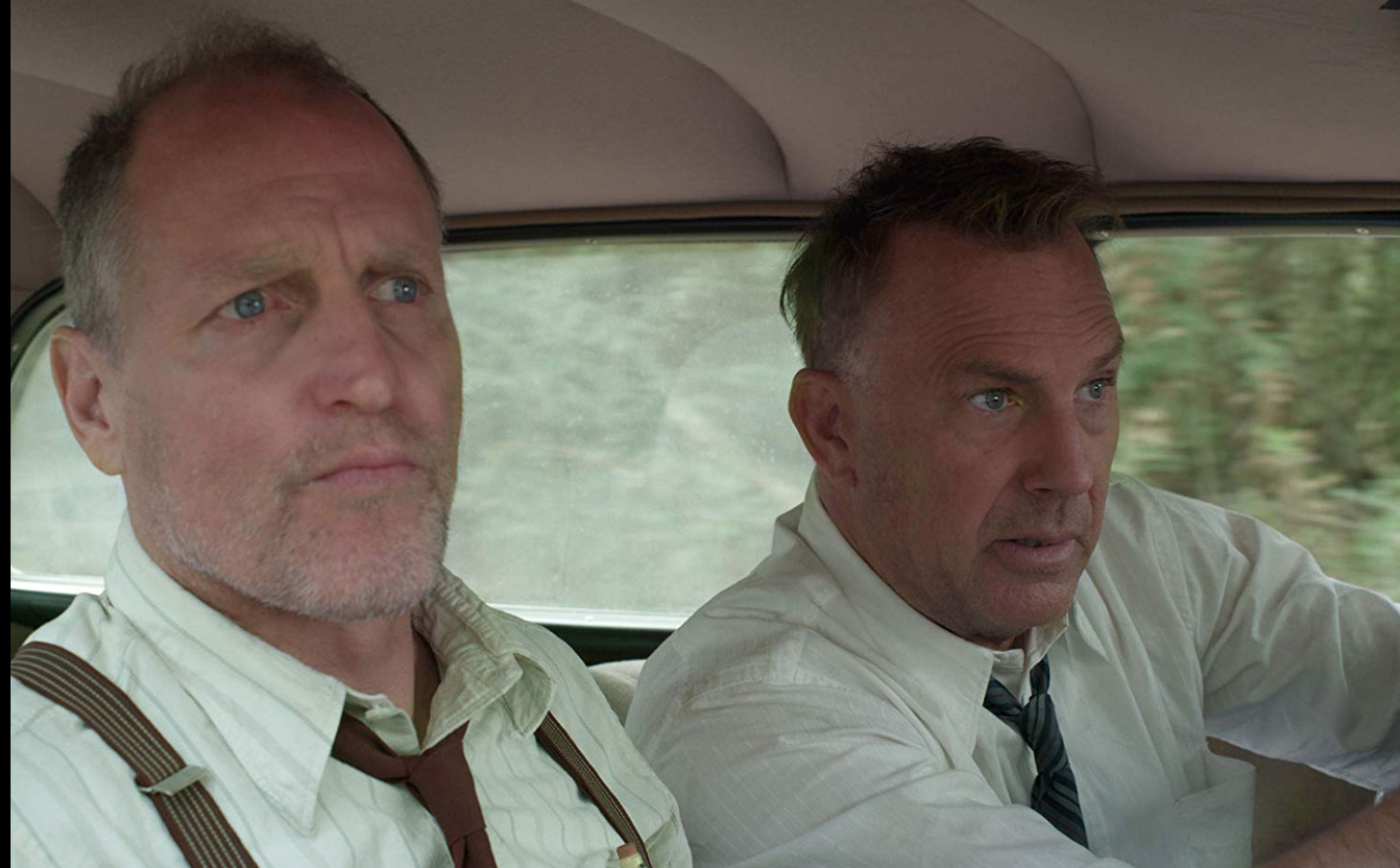 Woody Harrelson and Kevin Costner, right, in a scene from the trailer on IMDB.com for "The Highwaymen." (IMDB)