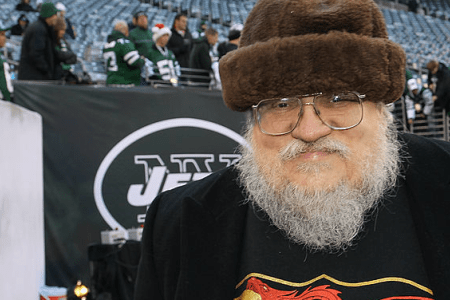 EAST RUTHERFORD, NJ - DECEMBER 11:  Game of Thrones Author George R.R. Martin attends the Kansas City Chiefs vs New York Jets game at MetLife Stadium on December 11, 2011 in East Rutherford, New Jersey.  (Photo by Al Pereira/WireImage)