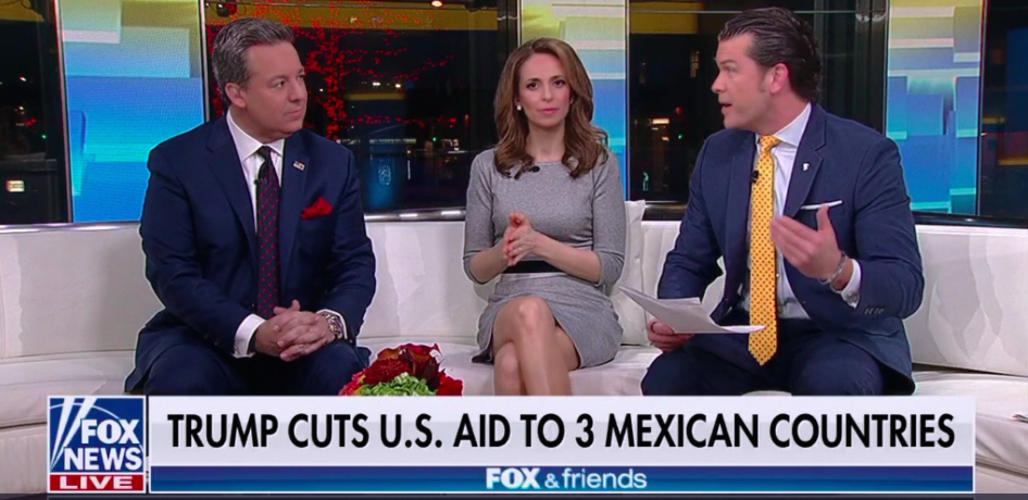 Fox and Friends chyron from March 31, 2019 mistakenly referred to U.S. aid cuts to "3 Mexican Countries." (Photo credit: Screenshot, Fox News)