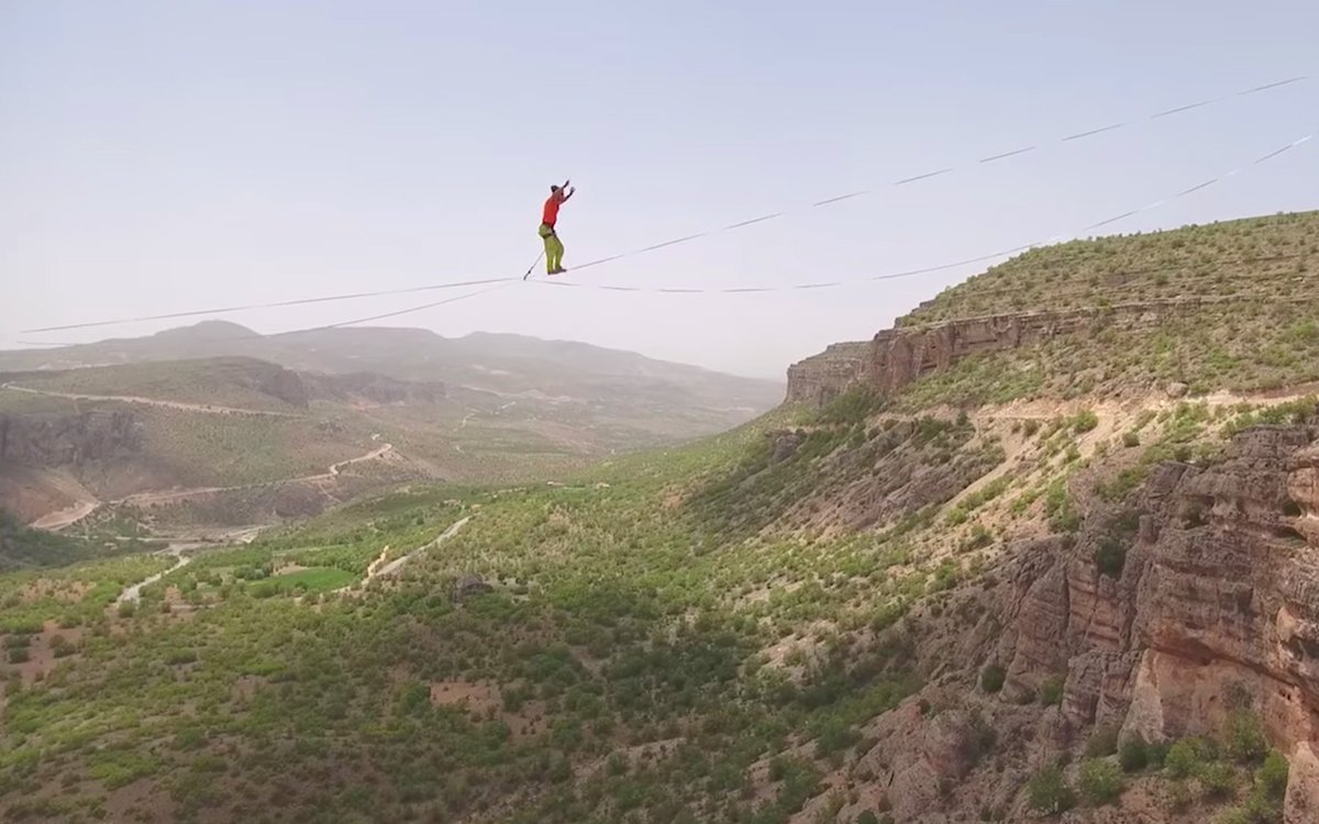 World's Longest Slackline Record Video by Samuel Volery InsideHook