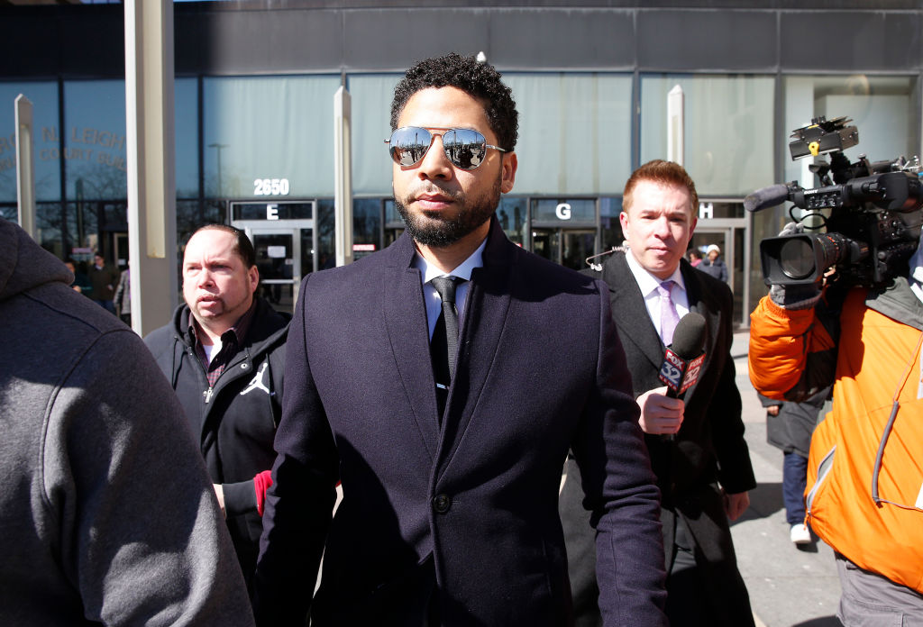 Actor Jussie Smollett leaving a courthouse. (Photo by Nuccio DiNuzzo/Getty Images)