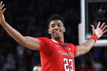 Jarrett Culver #23 of the Texas Tech Red Raiders celebrates during the 2019 NCAA Final Four semifinal Saturday. (Photo by Streeter Lecka/Getty Images)
