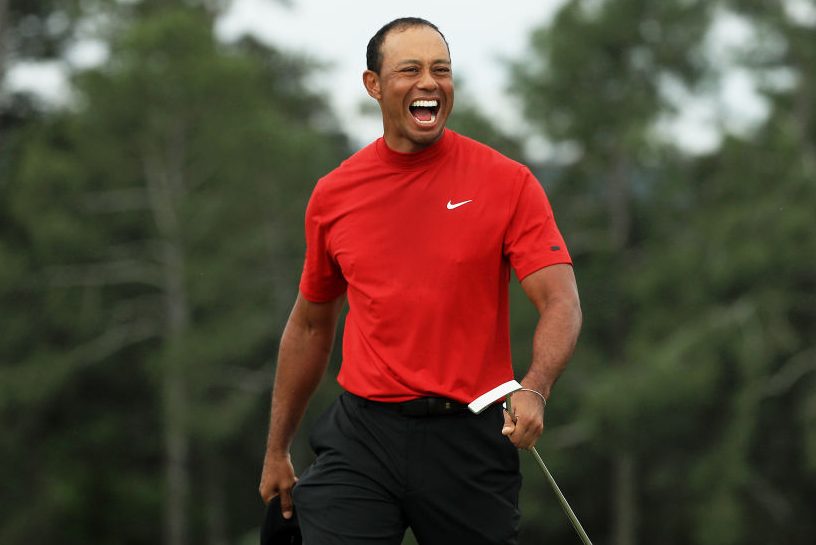 Tiger Woods at the Masters. (Photo by Mike Ehrmann/Getty Images)