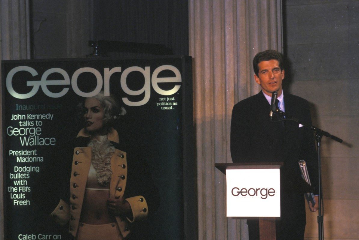 John F. Kennedy Jr.'s introduces "George Magazine." (Getty) 