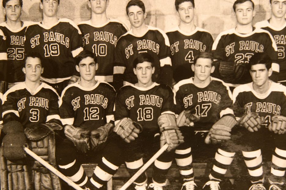 John Kerry, #18, on the hockey team at St. Paul's School in 1962 with Robert Swan Mueller, #12. (Photo by Rick Friedman/Corbis via Getty Images)
