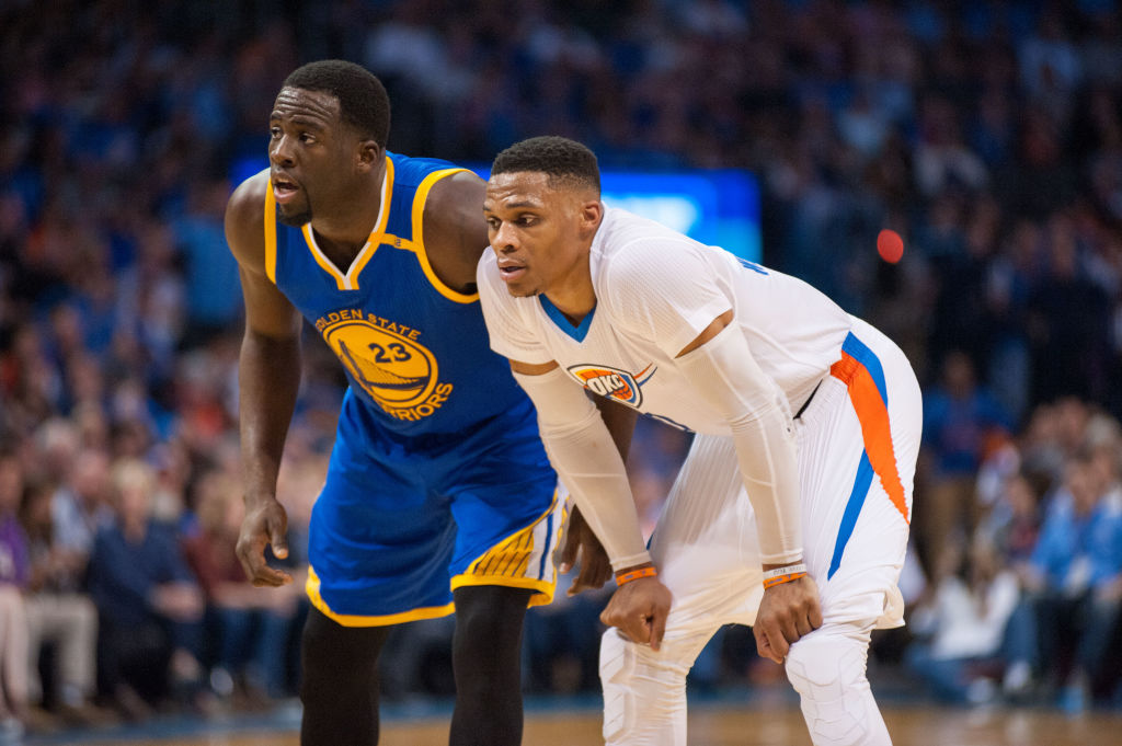 Draymond Green (23) and Russell Westbrook. (Photo by Torrey Purvey/Icon Sportswire via Getty Images)