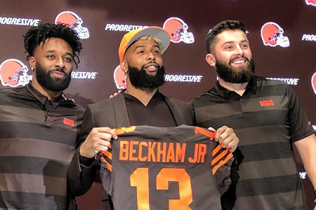 Odell Beckham Jr., Jarvis Landry and Baker Mayfield. (ClevelandBrowns.com)