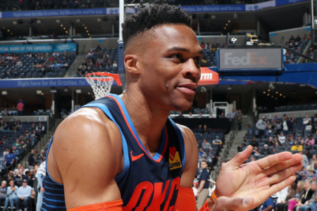 Russell Westbrook #0 of the Oklahoma City Thunder. (Photo by Joe Murphy/NBAE via Getty Images)