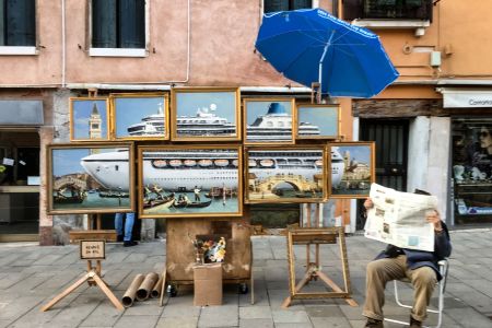 Banksy's "Venice in Oil" on display in St. Mark's Square